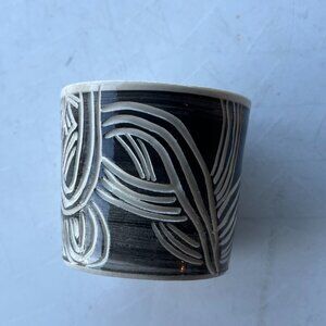 Grey and White Carved Personal Pottery Cup